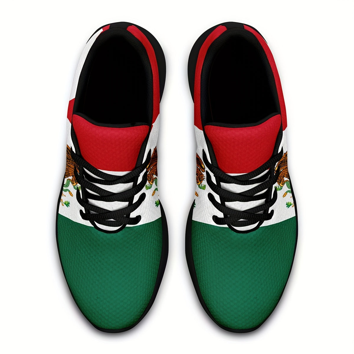 Plus Size Men's Mexico Flag Pattern Sneakers, Soft Sole